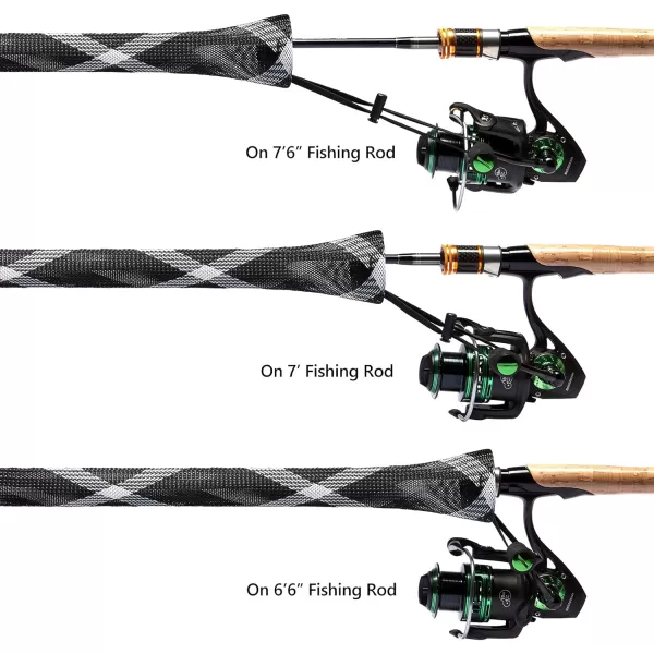 BASSDASH Casting Spinning Fishing Rod Sleeves Protective Rod Socks for Fishing Poles Up to 712ftBlack amp White  2pcs