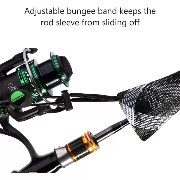 BASSDASH Casting Spinning Fishing Rod Sleeves Protective Rod Socks for Fishing Poles Up to 712ftBlack amp White  2pcs