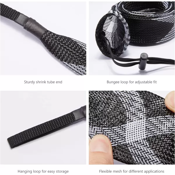 BASSDASH Casting Spinning Fishing Rod Sleeves Protective Rod Socks for Fishing Poles Up to 712ftBlack amp White  2pcs
