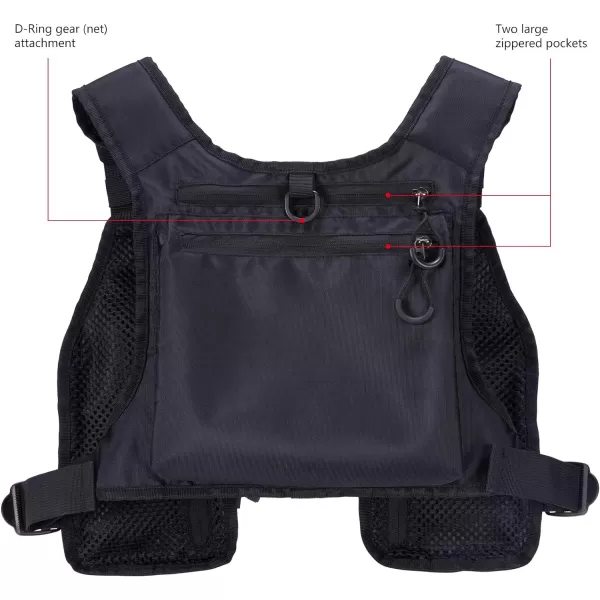 BASSDASH FV08 Ultra Lightweight Fly Fishing Vest for Men and Women Portable Chest Pack One Size Fits MostBlack