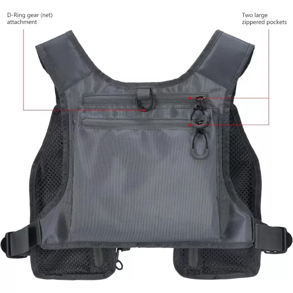 BASSDASH FV08 Ultra Lightweight Fly Fishing Vest for Men and Women Portable Chest Pack One Size Fits MostGrey