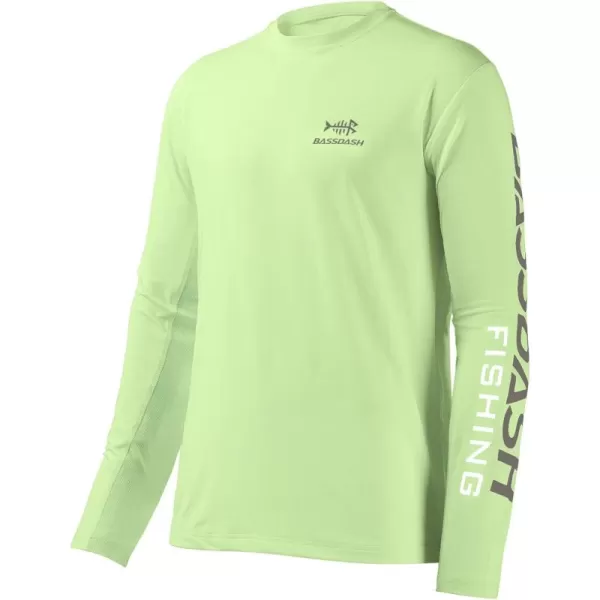 BASSDASH Fishing T Shirts for Men UV Sun Protection UPF 50 Long Sleeve Tee TShirtApple GreenDark Grey Logo