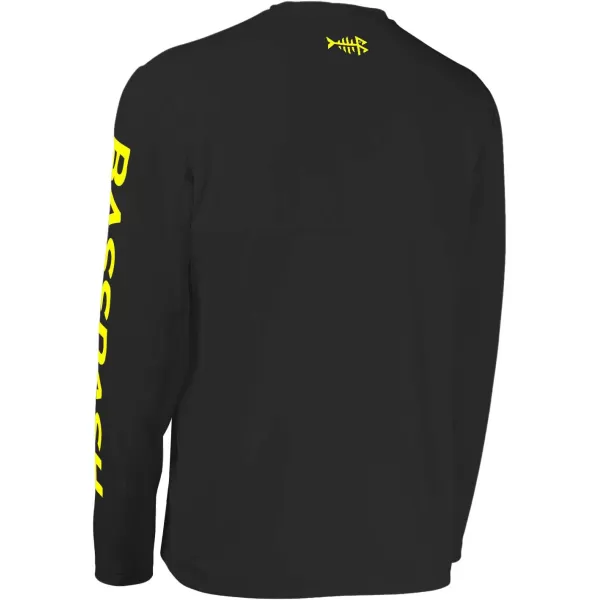 BASSDASH Fishing T Shirts for Men UV Sun Protection UPF 50 Long Sleeve Tee TShirtBlackYellow Logo