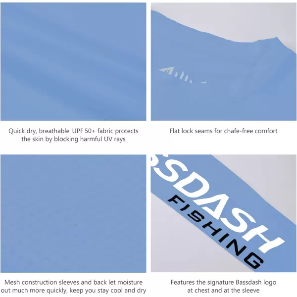 BASSDASH Fishing T Shirts for Men UV Sun Protection UPF 50 Long Sleeve Tee TShirtCarolinaWhite Logo