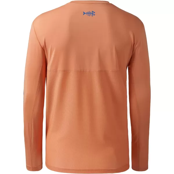 BASSDASH Fishing T Shirts for Men UV Sun Protection UPF 50 Long Sleeve Tee TShirtPeachVivid Blue Logo