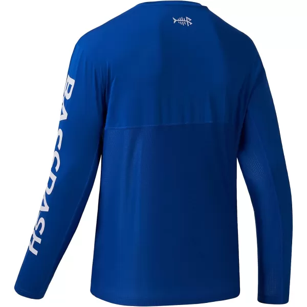 BASSDASH Fishing T Shirts for Men UV Sun Protection UPF 50 Long Sleeve Tee TShirtRoyal BlueWhite Logo