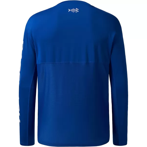 BASSDASH Fishing T Shirts for Men UV Sun Protection UPF 50 Long Sleeve Tee TShirtRoyal BlueWhite Logo
