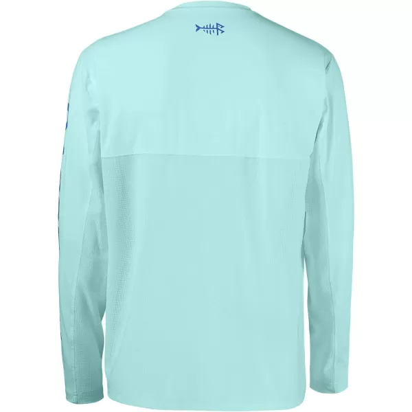 BASSDASH Fishing T Shirts for Men UV Sun Protection UPF 50 Long Sleeve Tee TShirtSeafoamVivid Blue Logo