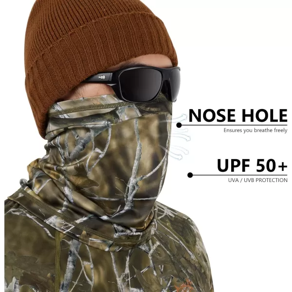 BASSDASH Fleece Neck Gaiter with Nose Hole Winter Face Mask for Men Women Windproof Scarf for Fishing Hunting SkiingAutumn Forest