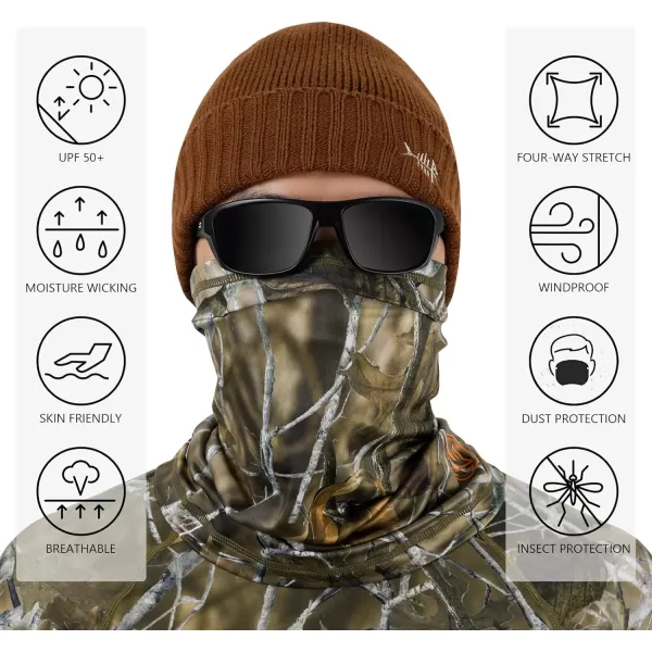 BASSDASH Fleece Neck Gaiter with Nose Hole Winter Face Mask for Men Women Windproof Scarf for Fishing Hunting SkiingAutumn Forest