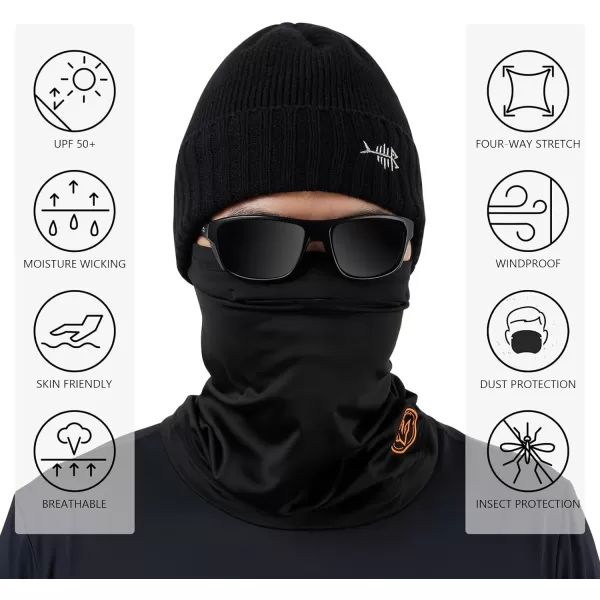 BASSDASH Fleece Neck Gaiter with Nose Hole Winter Face Mask for Men Women Windproof Scarf for Fishing Hunting SkiingBlack