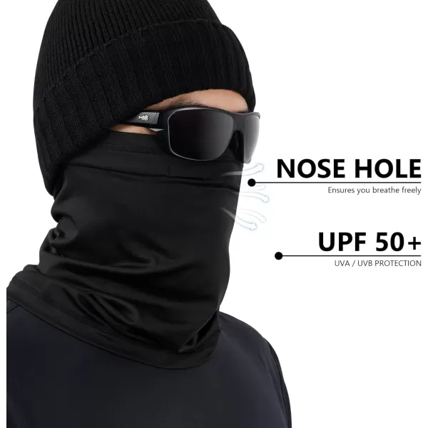 BASSDASH Fleece Neck Gaiter with Nose Hole Winter Face Mask for Men Women Windproof Scarf for Fishing Hunting SkiingBlack