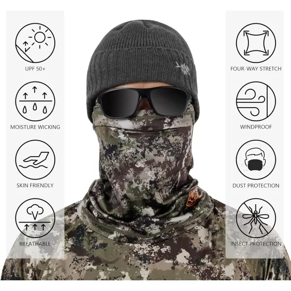 BASSDASH Fleece Neck Gaiter with Nose Hole Winter Face Mask for Men Women Windproof Scarf for Fishing Hunting SkiingGrunge Camo