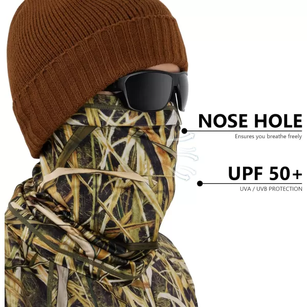 BASSDASH Fleece Neck Gaiter with Nose Hole Winter Face Mask for Men Women Windproof Scarf for Fishing Hunting SkiingReeds