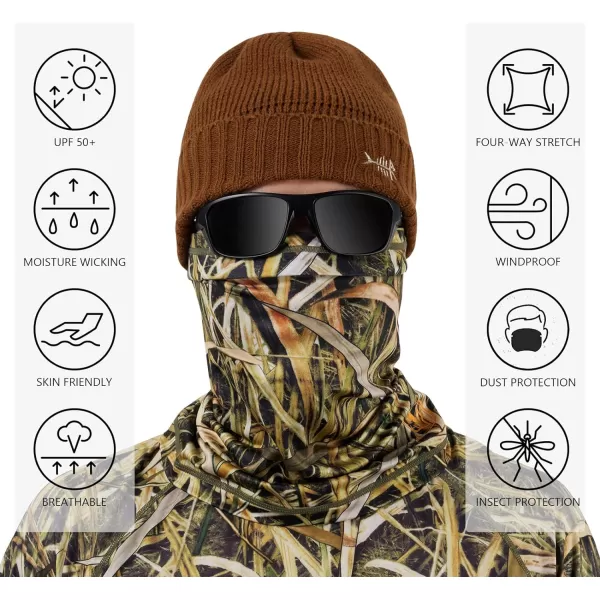 BASSDASH Fleece Neck Gaiter with Nose Hole Winter Face Mask for Men Women Windproof Scarf for Fishing Hunting SkiingReeds