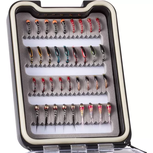 BASSDASH Fly Fishing Flies Kit Fly Assortment Trout Bass Fishing with Fly Box 366472768096pcs with DryWet Flies Nymphs Streamers Popper36 pcs midge flies with waterproof box