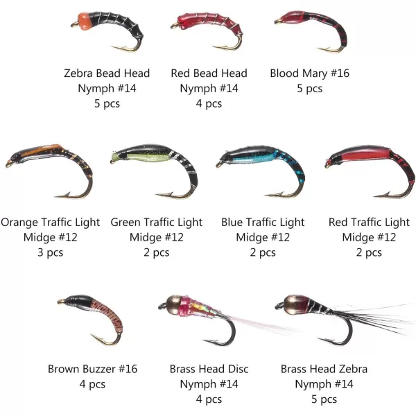 BASSDASH Fly Fishing Flies Kit Fly Assortment Trout Bass Fishing with Fly Box 366472768096pcs with DryWet Flies Nymphs Streamers Popper36 pcs midge flies with waterproof box