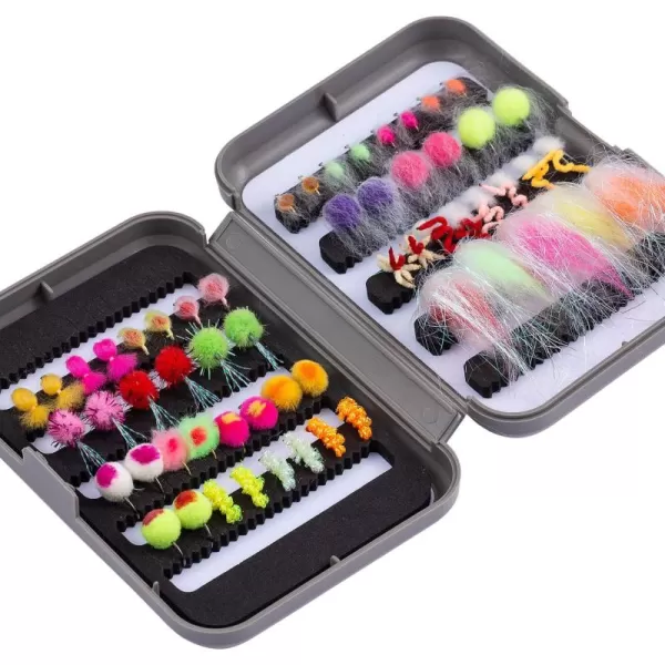 BASSDASH Fly Fishing Flies Kit Fly Assortment Trout Bass Fishing with Fly Box 366472768096pcs with DryWet Flies Nymphs Streamers Popper57 pcs assorted steelheadsalmontrout flies