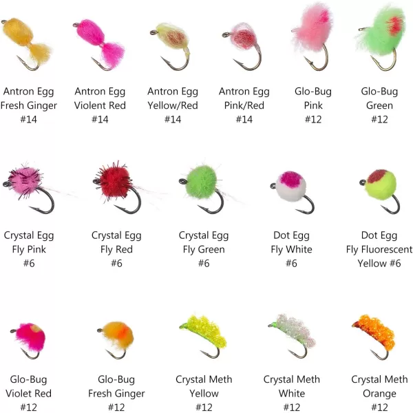 BASSDASH Fly Fishing Flies Kit Fly Assortment Trout Bass Fishing with Fly Box 366472768096pcs with DryWet Flies Nymphs Streamers Popper57 pcs assorted steelheadsalmontrout flies