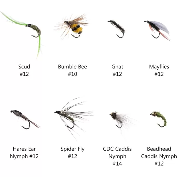 BASSDASH Fly Fishing Flies Kit Fly Assortment Trout Bass Fishing with Fly Box 366472768096pcs with DryWet Flies Nymphs Streamers Popper58 pcs assorted trout flies