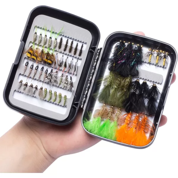 BASSDASH Fly Fishing Flies Kit Fly Assortment Trout Bass Fishing with Fly Box 366472768096pcs with DryWet Flies Nymphs Streamers Popper58 pcs assorted trout flies