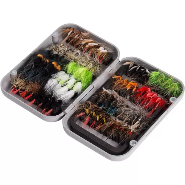 BASSDASH Fly Fishing Flies Kit Fly Assortment Trout Bass Fishing with Fly Box 366472768096pcs with DryWet Flies Nymphs Streamers Popper64 pcs assorted flies kit with magnetic fly box