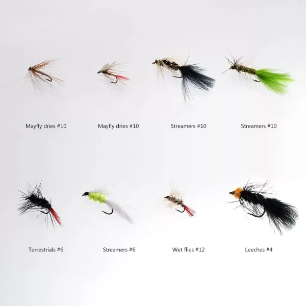 BASSDASH Fly Fishing Flies Kit Fly Assortment Trout Bass Fishing with Fly Box 366472768096pcs with DryWet Flies Nymphs Streamers Popper64 pcs assorted flies kit with magnetic fly box