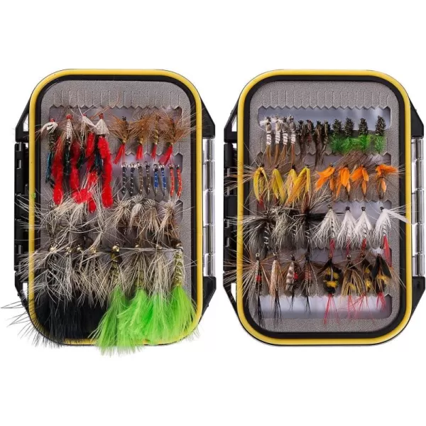 BASSDASH Fly Fishing Flies Kit Fly Assortment Trout Bass Fishing with Fly Box 366472768096pcs with DryWet Flies Nymphs Streamers Popper72 pcs assorted flies kit with waterproof fly box