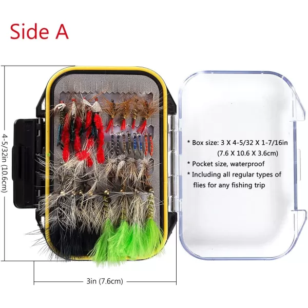 BASSDASH Fly Fishing Flies Kit Fly Assortment Trout Bass Fishing with Fly Box 366472768096pcs with DryWet Flies Nymphs Streamers Popper72 pcs assorted flies kit with waterproof fly box