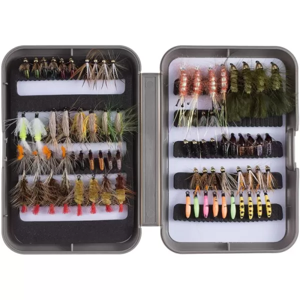 BASSDASH Fly Fishing Flies Kit Fly Assortment Trout Bass Fishing with Fly Box 366472768096pcs with DryWet Flies Nymphs Streamers Popper76 pcs assorted trout flies kit with fly box