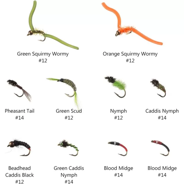 BASSDASH Fly Fishing Flies Kit Fly Assortment Trout Bass Fishing with Fly Box 366472768096pcs with DryWet Flies Nymphs Streamers Popper80 pcs assorted flies kit with waterproof fly box