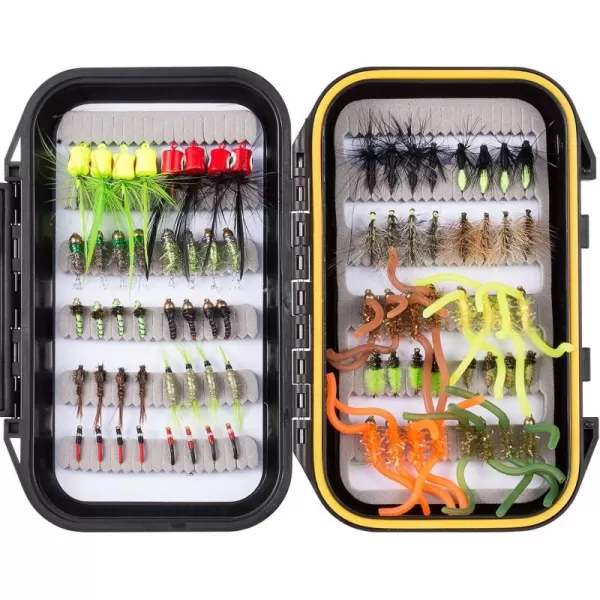 BASSDASH Fly Fishing Flies Kit Fly Assortment Trout Bass Fishing with Fly Box 366472768096pcs with DryWet Flies Nymphs Streamers Popper80 pcs assorted flies kit with waterproof fly box
