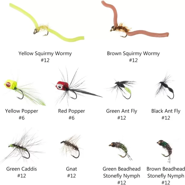 BASSDASH Fly Fishing Flies Kit Fly Assortment Trout Bass Fishing with Fly Box 366472768096pcs with DryWet Flies Nymphs Streamers Popper80 pcs assorted flies kit with waterproof fly box