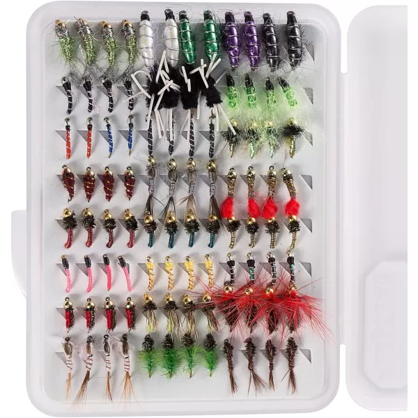 BASSDASH Fly Fishing Flies Kit Fly Assortment Trout Bass Fishing with Fly Box 366472768096pcs with DryWet Flies Nymphs Streamers Popper96 pcs nymphs kit with ultrathin fly box