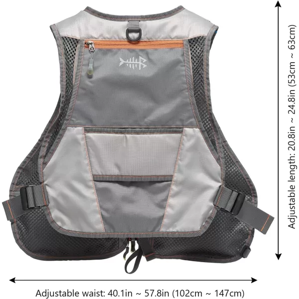 BASSDASH Fly Fishing Vest Adjustable Size with Detachable Water Bottle Holder for Men and Women FV07Menu2019s Size  GreyChocolate