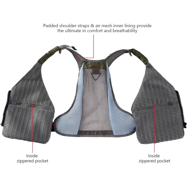 BASSDASH Fly Fishing Vest with Pockets Adjustable Size for Men Women Bass Trout Fishing FV12Army Green