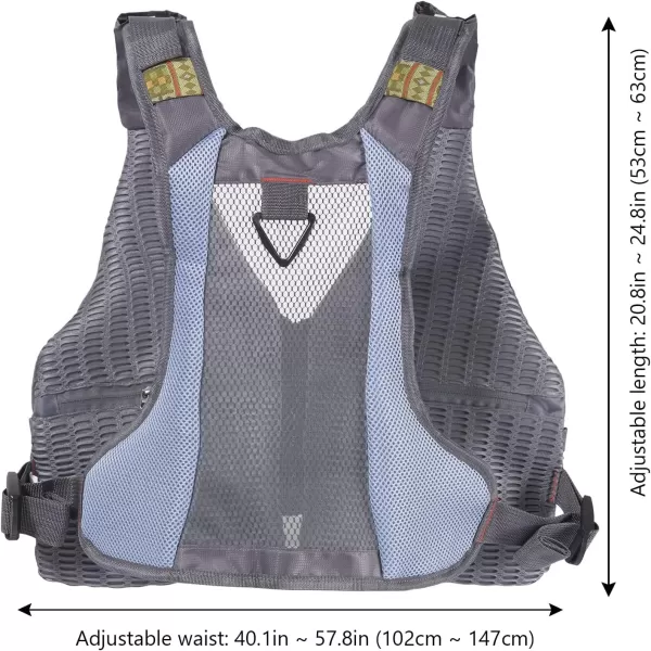 BASSDASH Fly Fishing Vest with Pockets Adjustable Size for Men Women Bass Trout Fishing FV12Grey