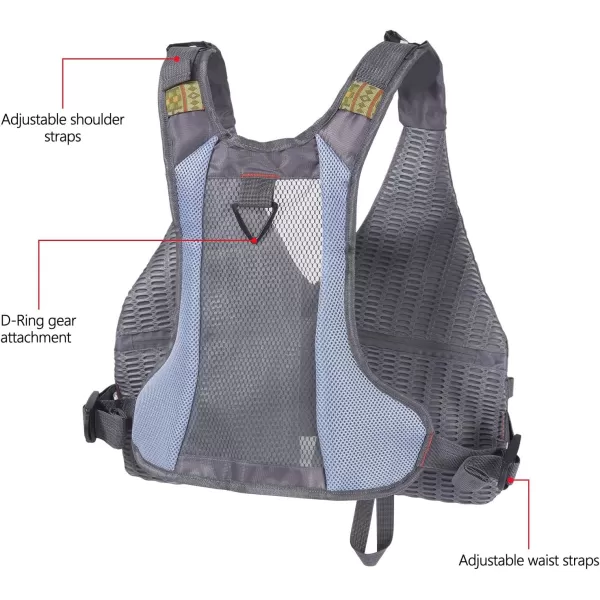 BASSDASH Fly Fishing Vest with Pockets Adjustable Size for Men Women Bass Trout Fishing FV12Grey