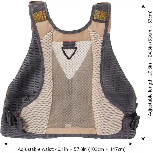 BASSDASH Fly Fishing Vest with Pockets Adjustable Size for Men Women Bass Trout Fishing FV12Light Khaki