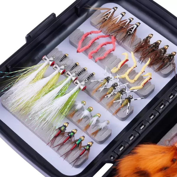 BASSDASH Fly Fishing Wet Flies for Trout Salmon Fishing Nymphs Streamers with Fly Box52pcs Nymphs  Streamers Assortment