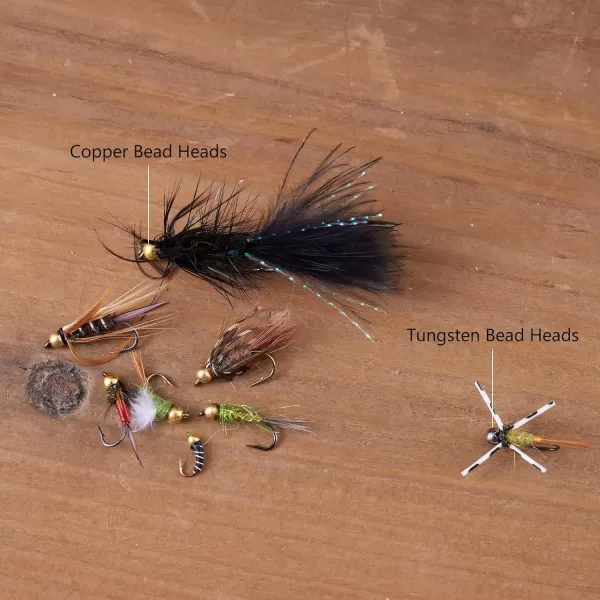 BASSDASH Fly Fishing Wet Flies for Trout Salmon Fishing Nymphs Streamers with Fly Box52pcs Nymphs  Streamers Assortment