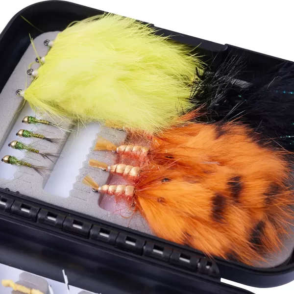 BASSDASH Fly Fishing Wet Flies for Trout Salmon Fishing Nymphs Streamers with Fly Box52pcs Nymphs  Streamers Assortment