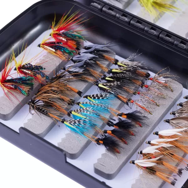 BASSDASH Fly Fishing Wet Flies for Trout Salmon Fishing Nymphs Streamers with Fly Box56pcs Wet Flies Assortment