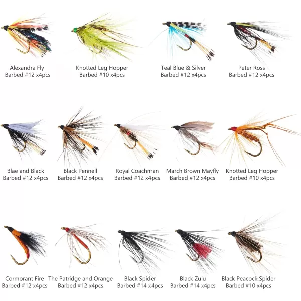 BASSDASH Fly Fishing Wet Flies for Trout Salmon Fishing Nymphs Streamers with Fly Box56pcs Wet Flies Assortment