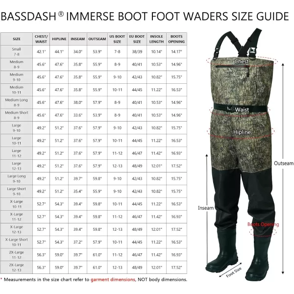 BASSDASH IMMERSE Breathable Ripstop Stocking Boot Foot Fishing Hunting Waders Lightweight Grey Camo Chest Wader for Men WomenBoot Foot Wader  Mossy Wood