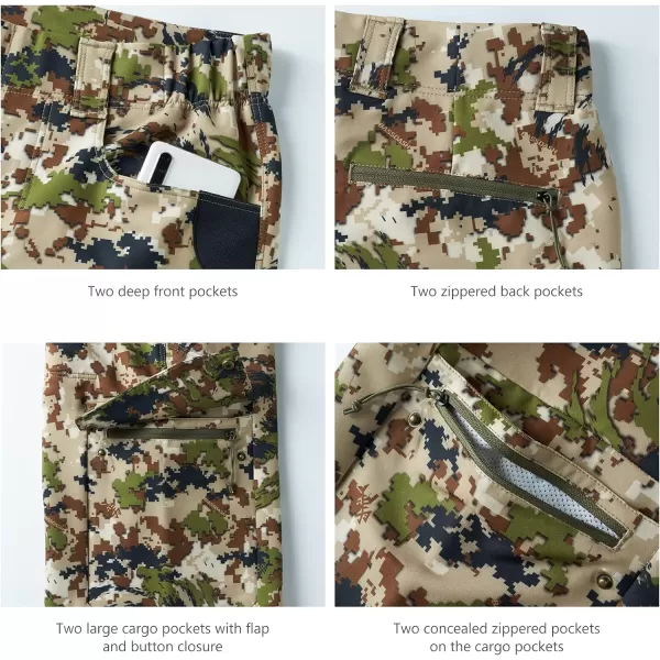 BASSDASH Invis Mens Stretch Hunting Pants Water Resistant Camo Fishing PantHighland