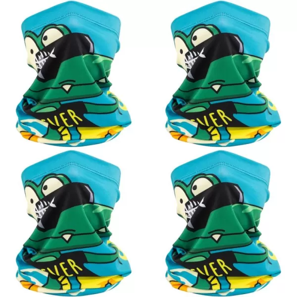 BASSDASH Kids UPF 50 UV Protection Neck Gaiter Fishing Cycling Mask 313 YearsCrocodile  Pack of 4