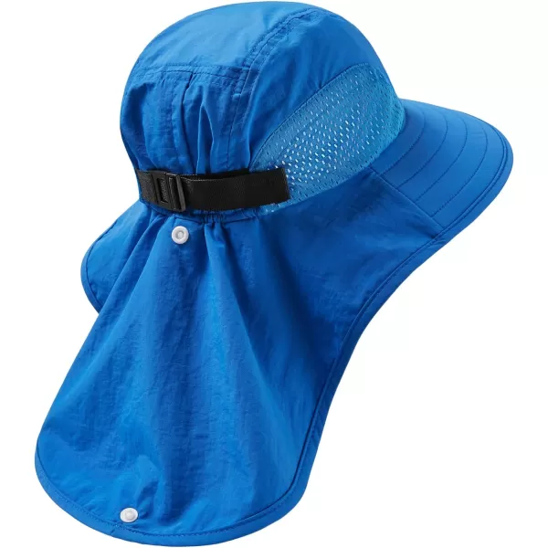 BASSDASH Kids UPF 50 Wide Brim Sun Hat with Neck Flap Lightweight Cooling Performance Toddler Girls Boys Outdoor Play HatsRoyal Blue