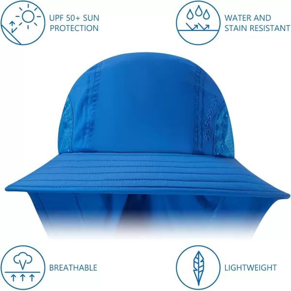 BASSDASH Kids UPF 50 Wide Brim Sun Hat with Neck Flap Lightweight Cooling Performance Toddler Girls Boys Outdoor Play HatsRoyal Blue