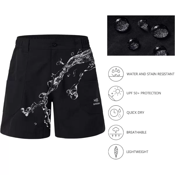 BASSDASH Mens 6 Fishing Shorts UPF 50 Water Resistant Quick Dry Hiking Cargo Shorts with Multi Pocket FP03MBlack